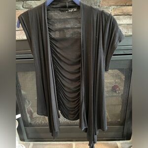Black Open Front Size Small Ruffle Shirt